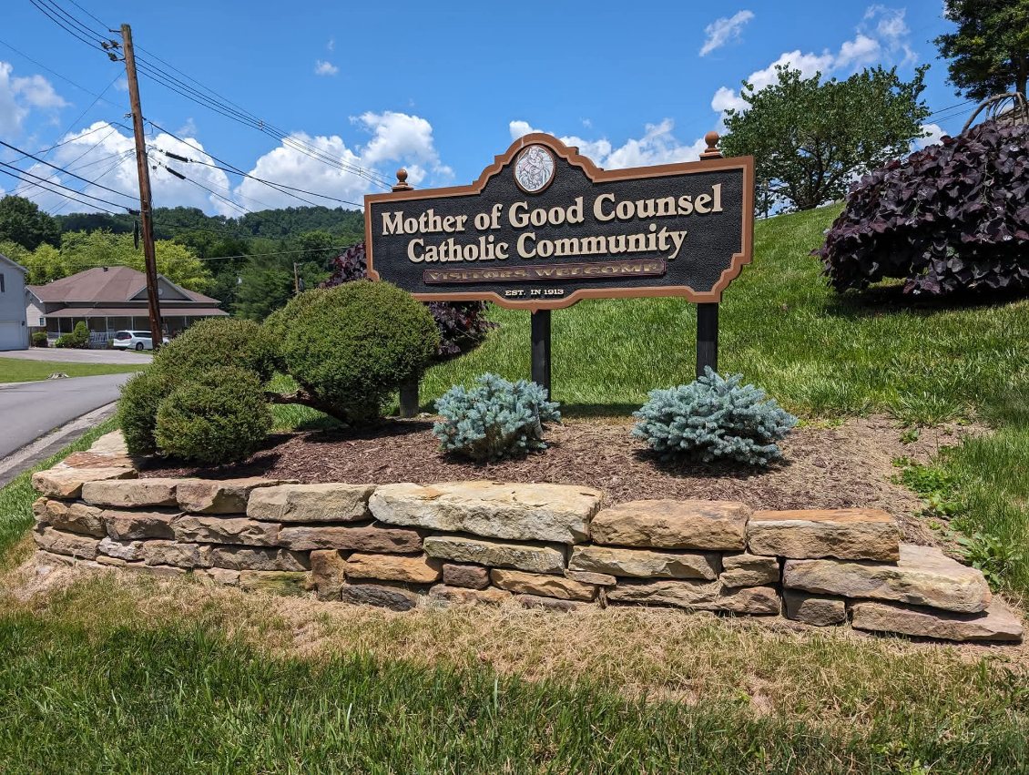 Church entrance landscaping